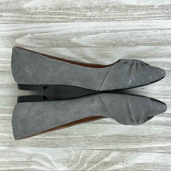 Vionic Gray Suede Pointed Toe Ballet Flats 8 Comfort Shoes - Picture 6 of 10